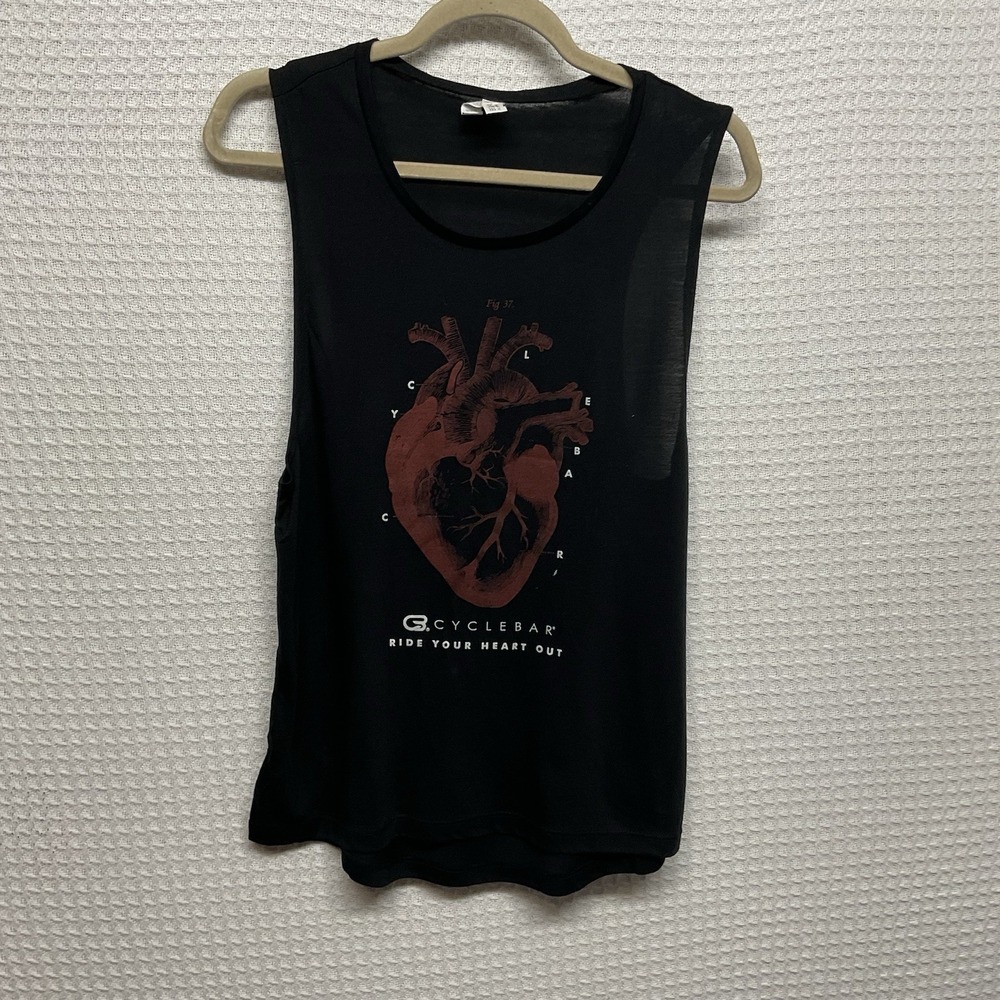 Bella women's M Tank Top Anatomy of the Heart Lightweight‎ Racerback Black Tank